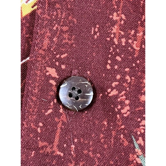 Vintage Boca Classics Shirt Men's L Maroon Short Slv Button Up Bird Of Paradise - Picture 5 of 8